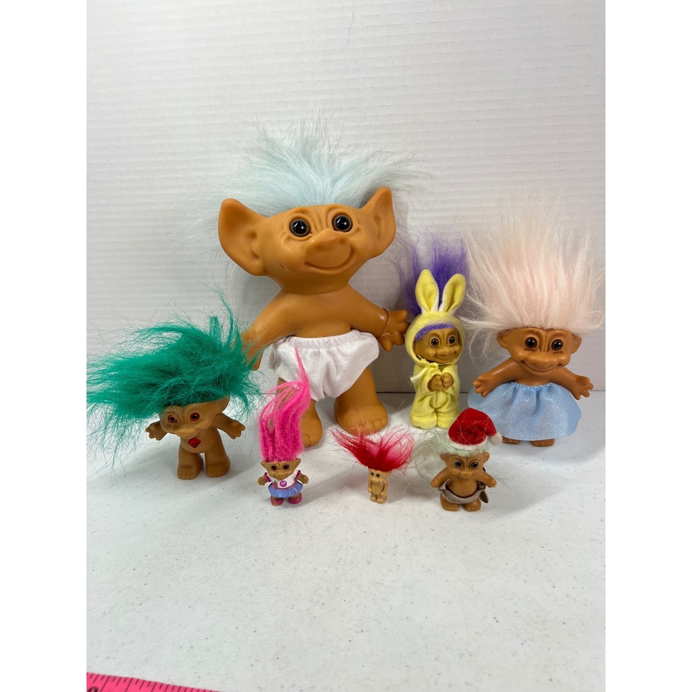 Vintage Troll Doll Lot Mixed Sizes Russ Berrie Norfin Style 90s Collectibles